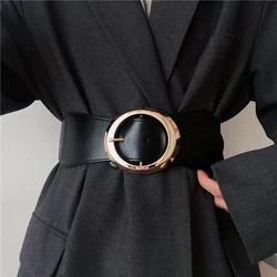 Simple metal pin buckle elastic waist seal Black temperament women's belt Fashion accessory belt