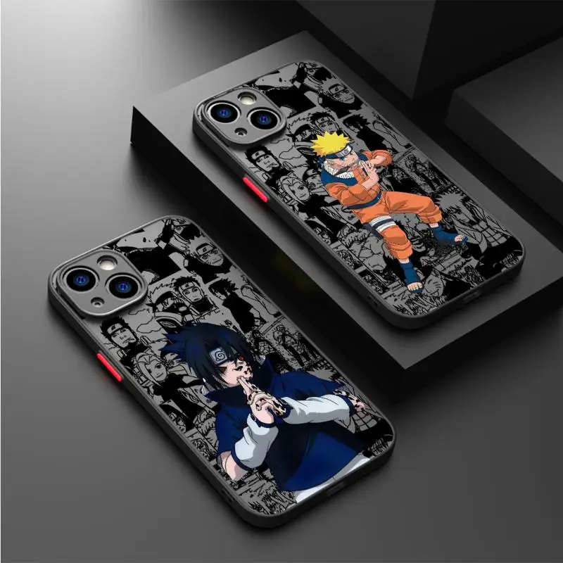 Cool Anime NARUTOS Case For Apple iPhone 15 11 14 13 12 Pro 7 XR X XS Max 8 Plus 6 6S SE 2022 15Pro Black Matte Phone Funda