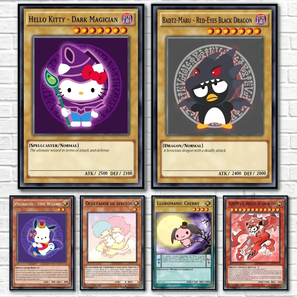 

Cinnamoroll Hallo Kitty Kuromi Card Poster Sticky Wall Art Printing Waterproof Home Living Bed Room Bar Aesthetic Decor