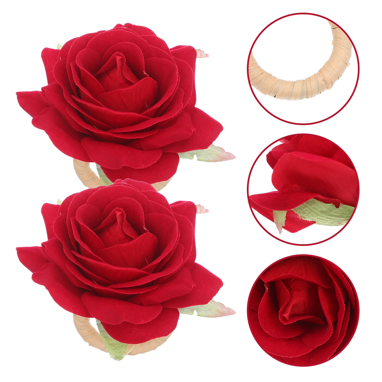 

6 Pcs Rose Napkin Buckle Birthday Holder Set Artificial Plastic Banquet Shower Decor Flower