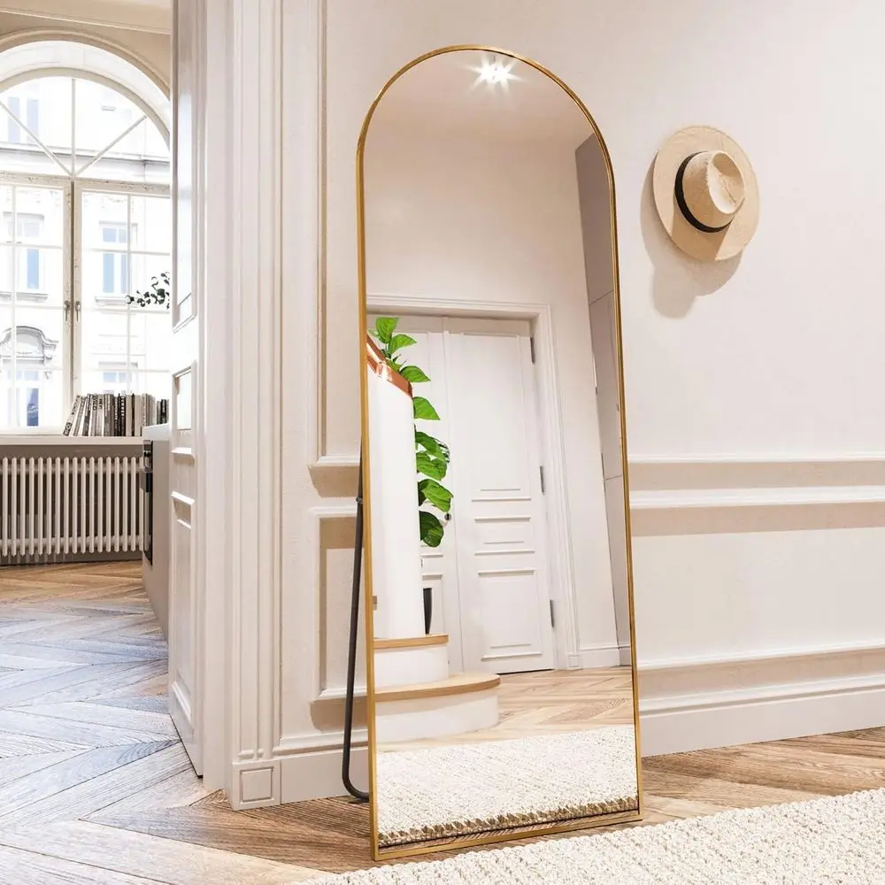 64x21 Arched Full-Length Mirror for Home, Ideal for Living Room, Bedroom, or Cloakroom, Gold Finish