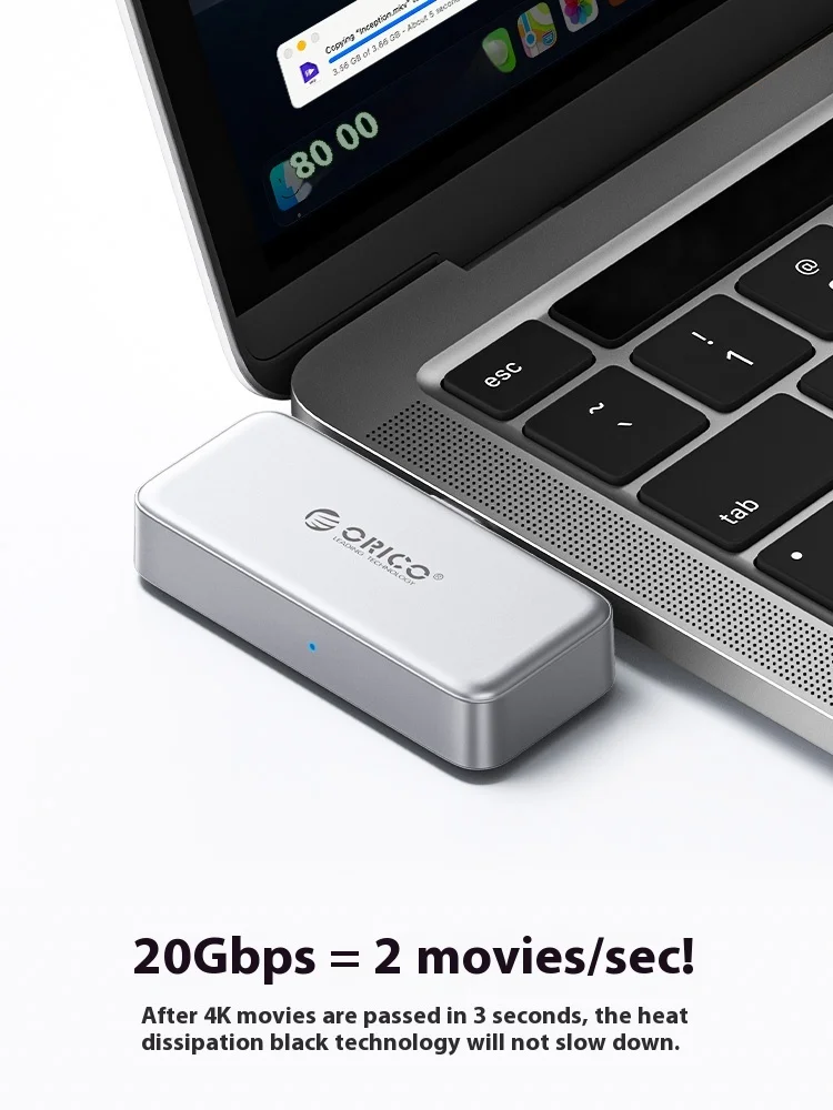 ORICO S20 Photographer Edition Portable SSD – USB-C 20Gbps External Solid State Drive 512GB/1TB/2TB Zinc Alloy Shell 2000MB/s