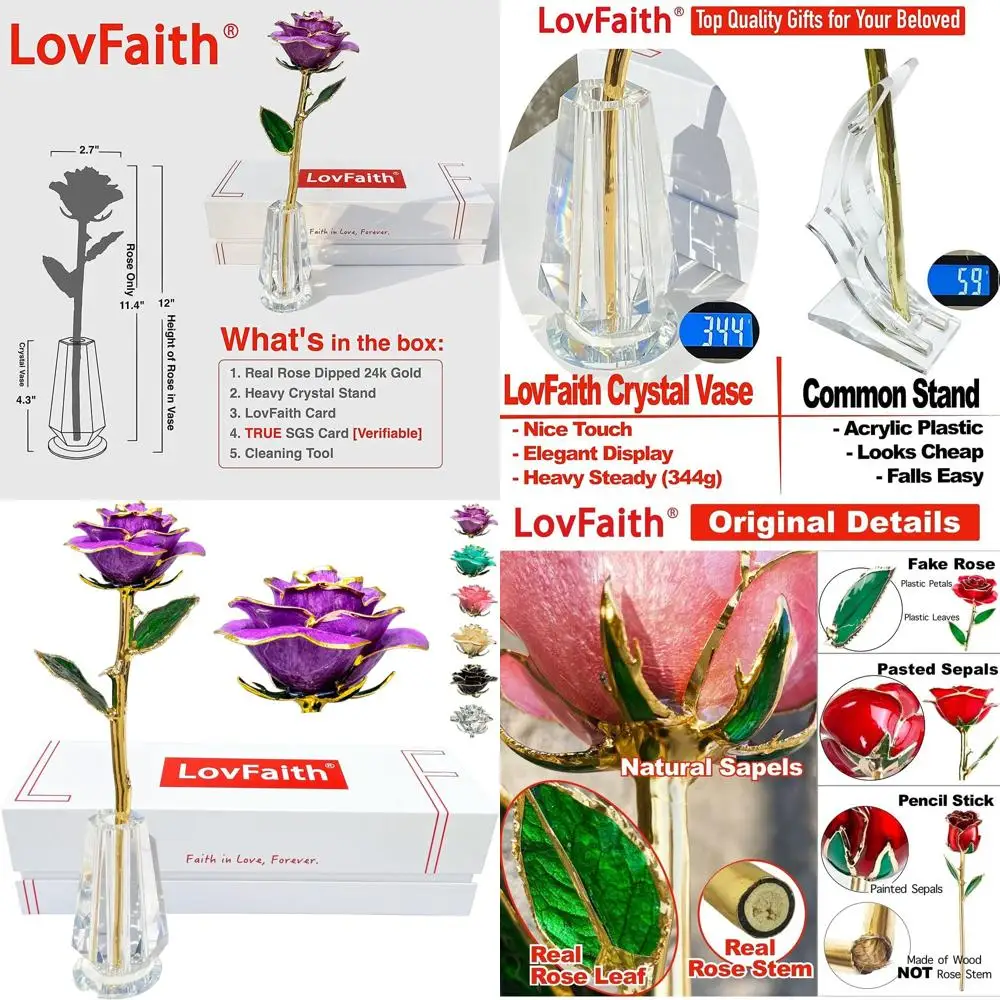 

Позолоченная 24-каратным золотом настоящая роза с хрустальной подставкой — идеальный подарок на годовщину или День матери