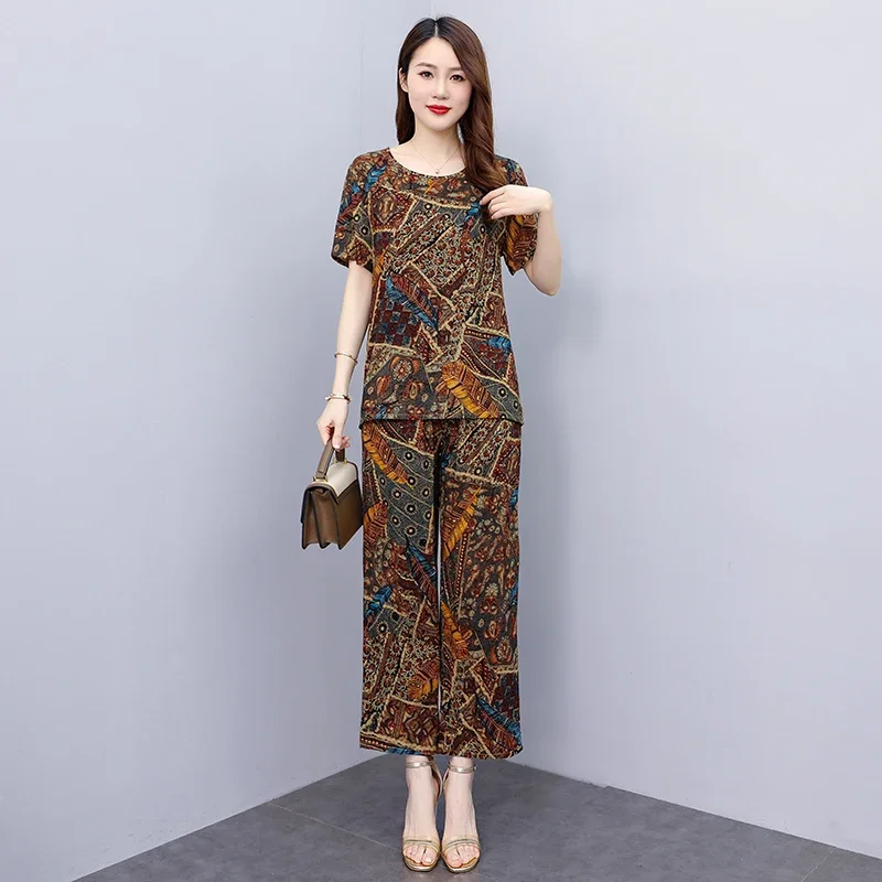 Summer Two Piece Sets for Women Tops and Wide Leg Pants Sets Casual Women Blouses Korean Style Elegant Outifits