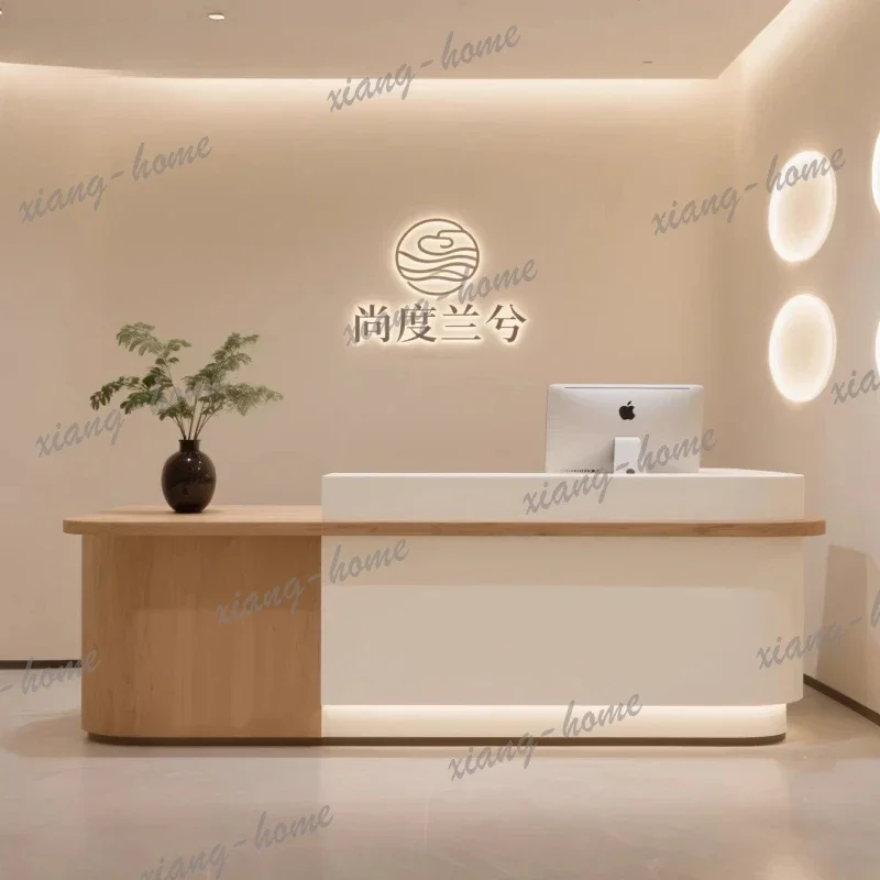 LJY Mid century baking paint computer desks office table bureaux de travail Customer center counter reception Designer Furniture