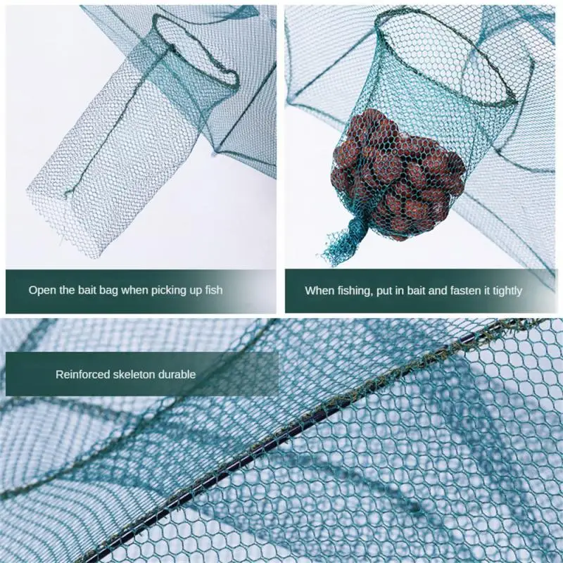 Portable 4-16 Hole Automatic Hand Fishing Net Hexagon Fish Network Casting Nets Crayfish Shrimp Catcher Tank Trap Cage Mesh Tool