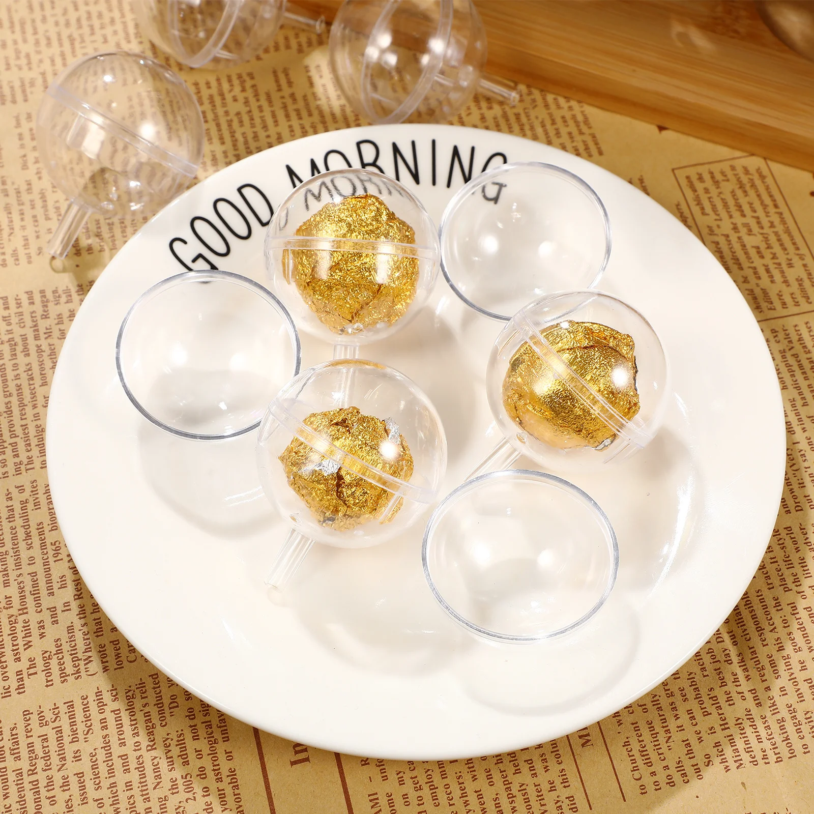 100 pezzi di palline di cioccolato in acrilico trasparente con coperchio, tazza di caramelle per imballaggio di truffe, accessori per bouquet di cioccolato fai da te
