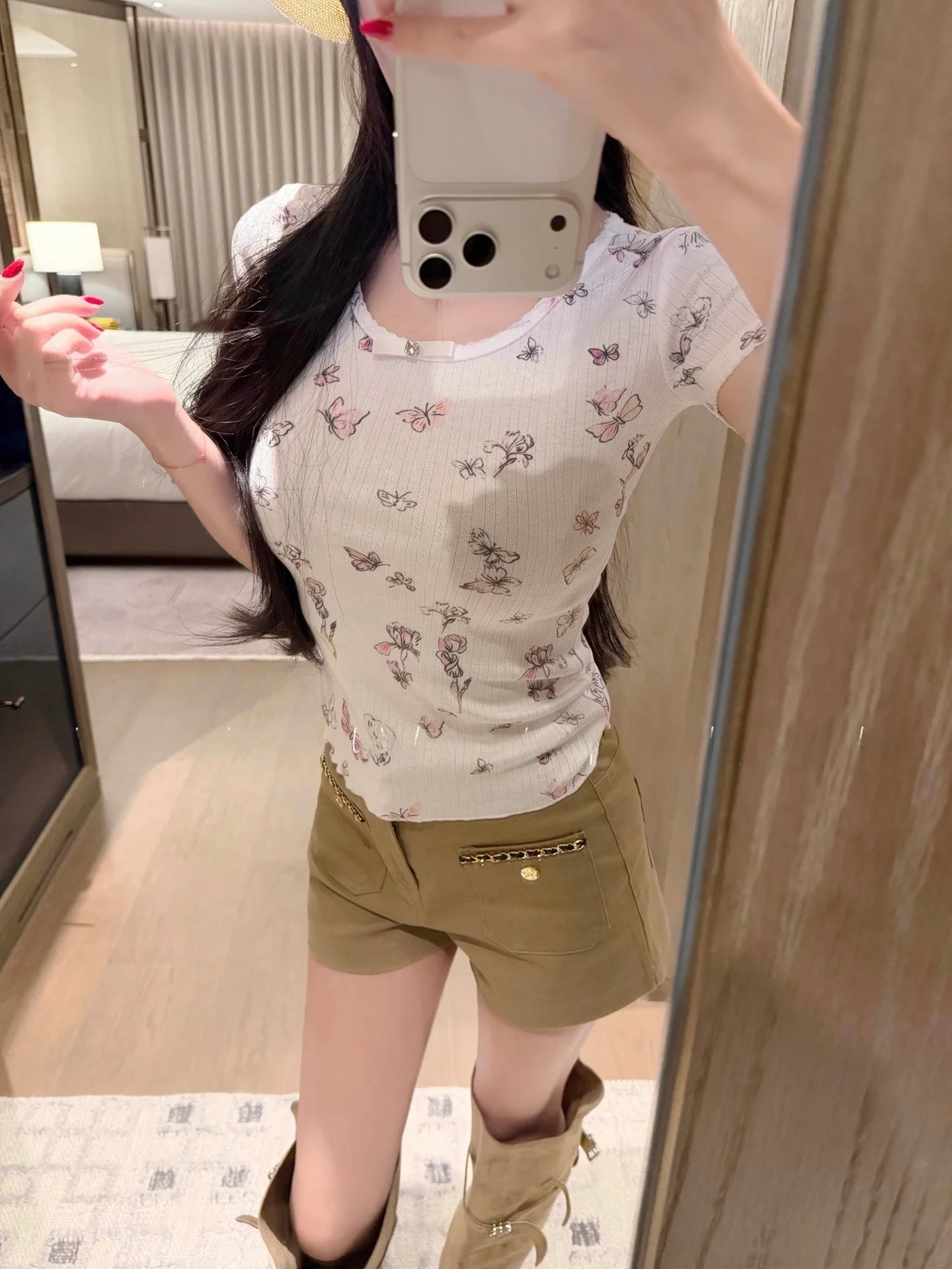 

Новинка! Топ с коротким рукавом и принтом в стиле Sweet Girl, облегающий, укороченный, с рукавами-крылышками, для женщин, хлопок, круглый вырез.