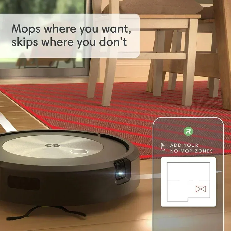 TGBFiRobot Roomba Combo j5 Robot - مكنسة كهربائية 2 في 1 مع تنظيف اختياري، تعريف وتجنب العوائق مثل نفايات الحيوانات الأليفة والحبال، علي