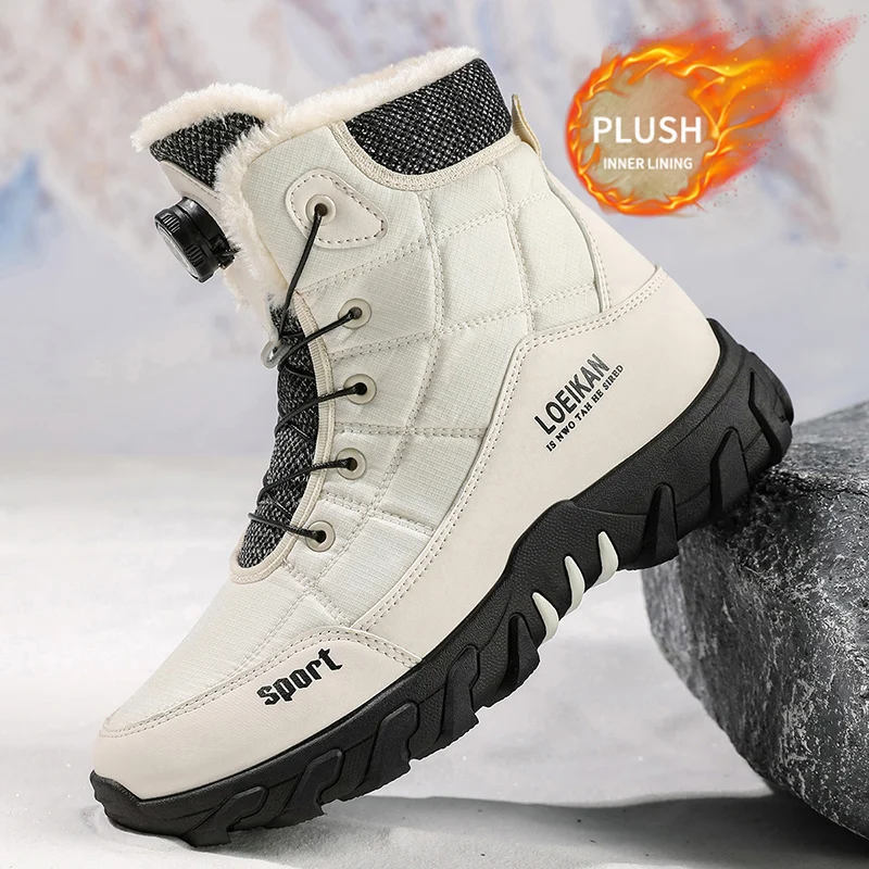 2025 Winter New Style High-Top Men's Fleece-Lined Thickened Comfortable Snow Boots - Outdoor Versatile Warm Shoes & Fashionable