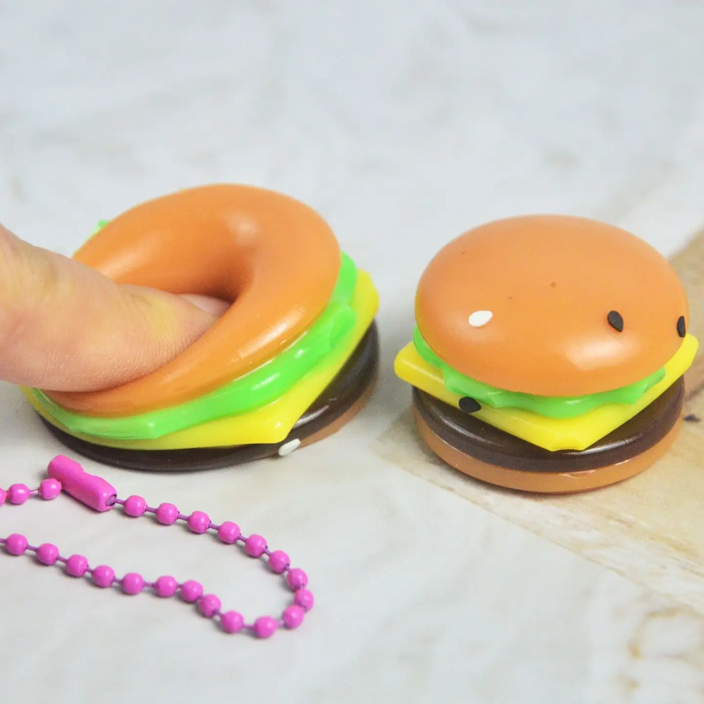 8cm Mini Burger Squeeze Stress Relief Keychain Toy, Slow Rebound, Realistic Food, Funny and Interesting Doll, Gift for Friends view 4
