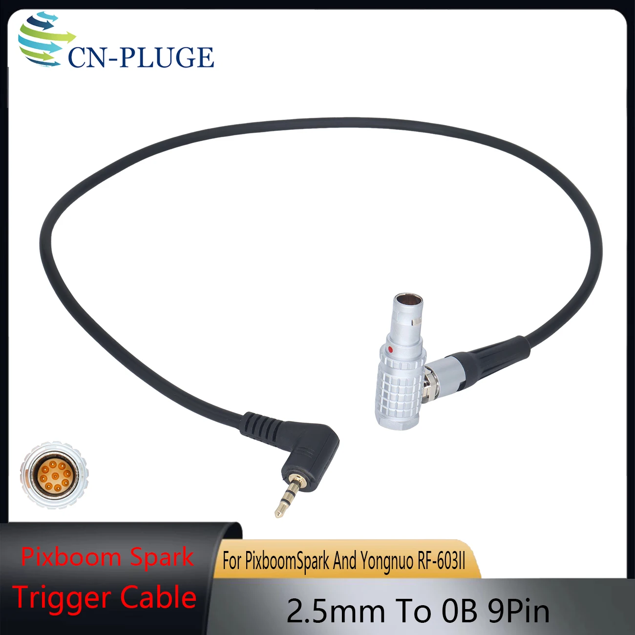 Pixboom Spark 9 Pin EXT to 2.5mm Trigger Cable for Pixboom Spark With Yongnuo RF-603 II Remote Trigger