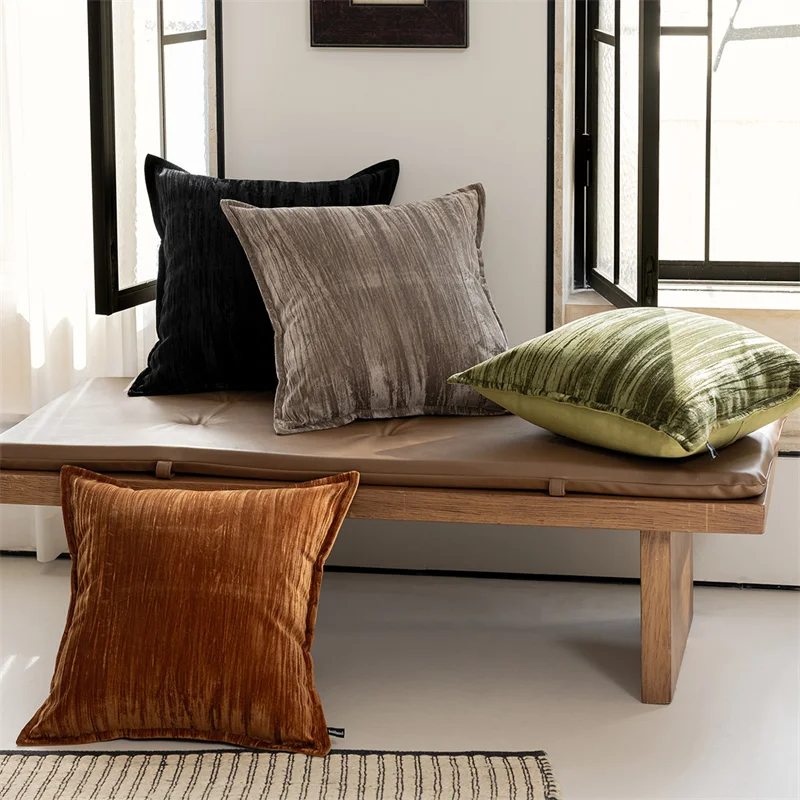 Velvet Decorative Throw Decorative Pillow Cover Soft Solid Square Cushion Case for Couch Dark Coffee 18 X 18 Inches 45 X 45 Cm
