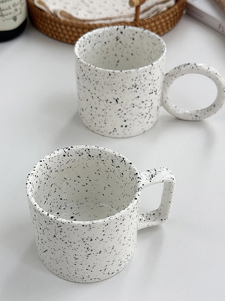 Splashing Ink Mug Simple Household Handgrip Drinking Cups Exquisite Office Coffee Cup Nordic Style Ceramic Versatile Milk Mugs