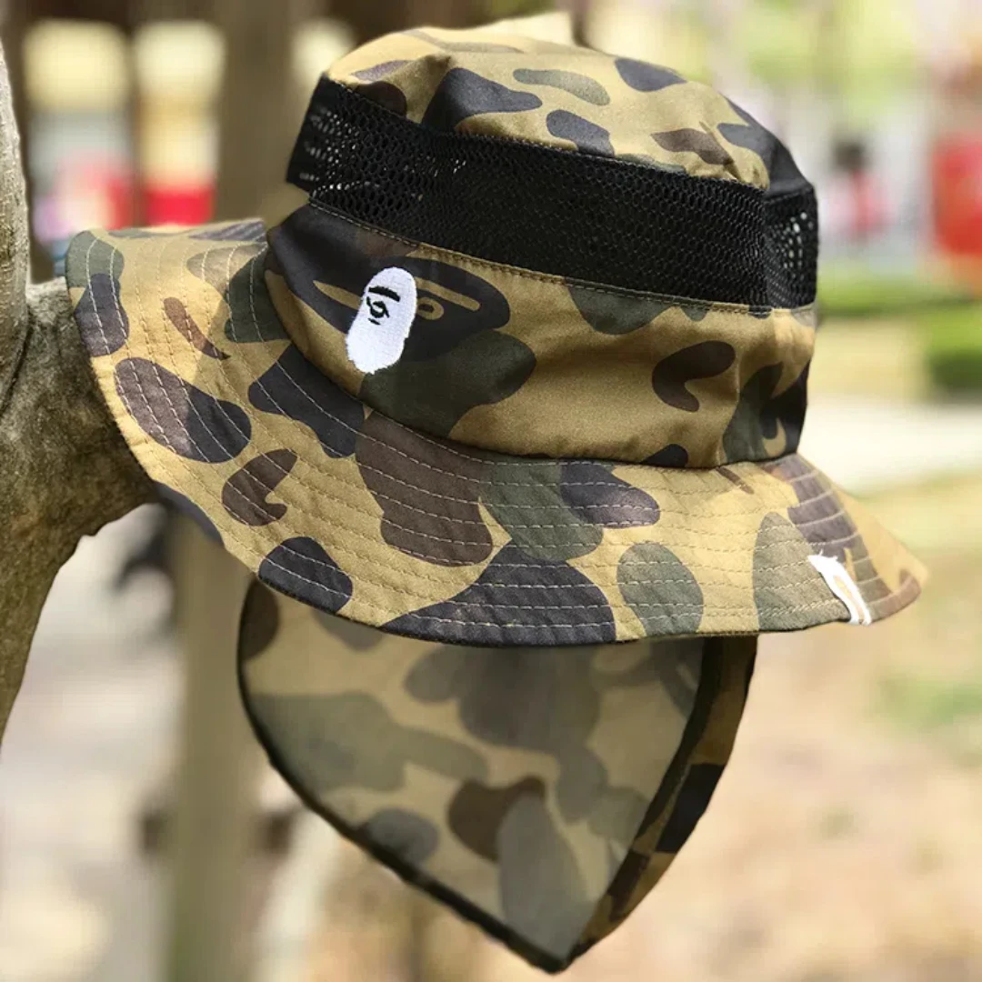 Children's Hat Spring Summer Boys Camo Shade Fisherman Hat Medium And Large Children's Baby Capes Mesh Large Overhang Basin Hat