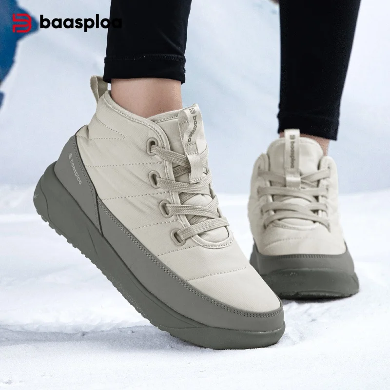 

Baasploa Women Ankle Boots Winter Plush Warm Walking Shoes Female Comfort Anti Splash Water Cotton Boots Non-Slip Wear Resistant