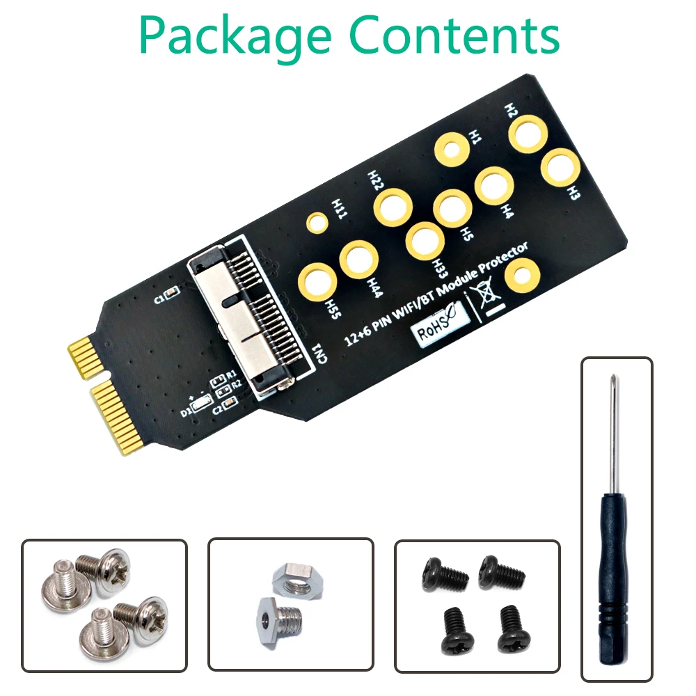 

12+6 Pin Wifi and Bluetooth Adapter For BCM94360CD/ BCM94331CD/BCM94360CS/ BCM94360CS2/BCM943224PCIEBT2 Card