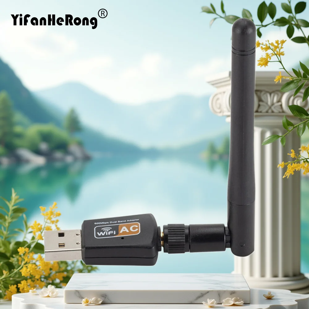 

802.11AC Dual Band 600Mbps Wireless USB Wifi Adapter Dongle For Windows For Mac 2.4GHz/5GHz 2DBi Antenna for desktop laptop PC