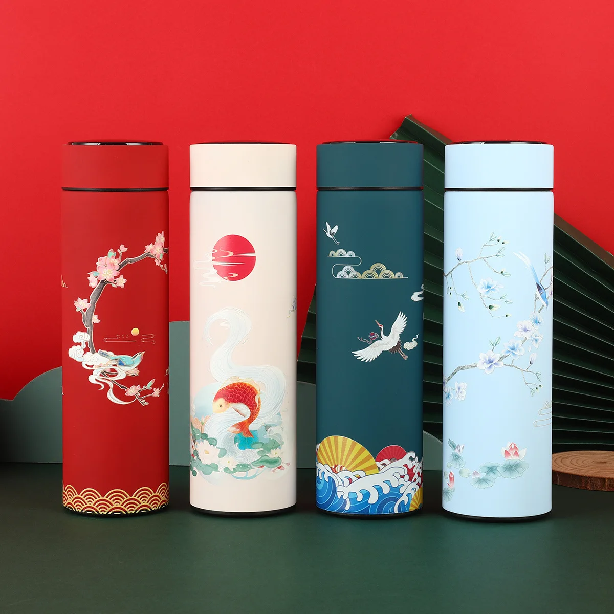 

Smart Digital Display Thermal Cup High End 304 Stainless Steel Frosted Traditional Chinese Style Business Gift Insulated Mug