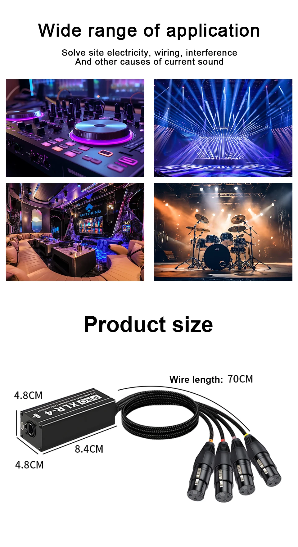 RJ45 zu 4-Kanal XLR/DMX Audio STP RJ45 Cat5 Ethernet-Extender XLR-Extender Transceiver für Live-Bühne, Audio-Aufnahmestudio – Detail 6