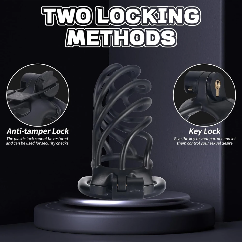 Chastity Cages with 4 Penis Ring Male Chastity Lock BDSM Discipline Breathable Cock Cage Sex Toy for Men Couple Cuckold Cosplay view 6