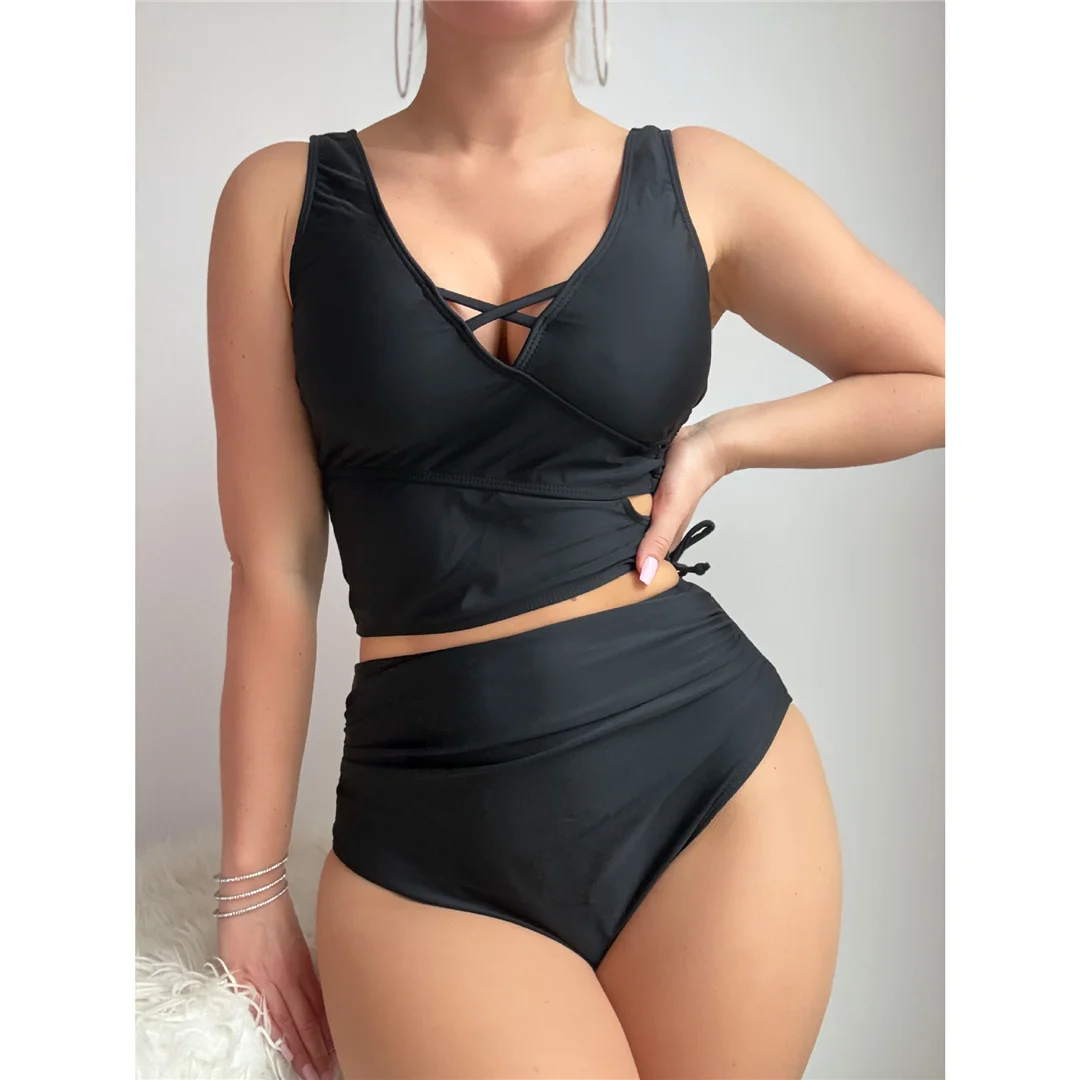 2026 Sexy V-Ausschnitt Schnür-Badeanzug für Damen, zweiteiliger Bikini mit hoher Taille, Bikini-Badeanzug, Damen-Badebekleidung, Bather Swim V6161 – Detail 7