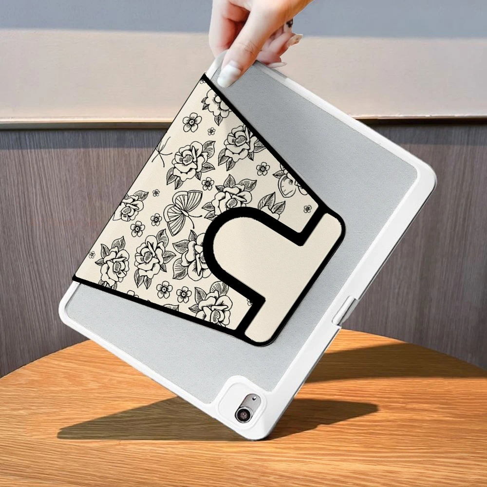 Ins Butterfly Rose Table Case For Samsung Tab S9 Plus S9 FE Plus S10 Plus A9 A11 Plus S7 Plus S8 Plus A8 S7 FE S6 Lite Tri-fold 6