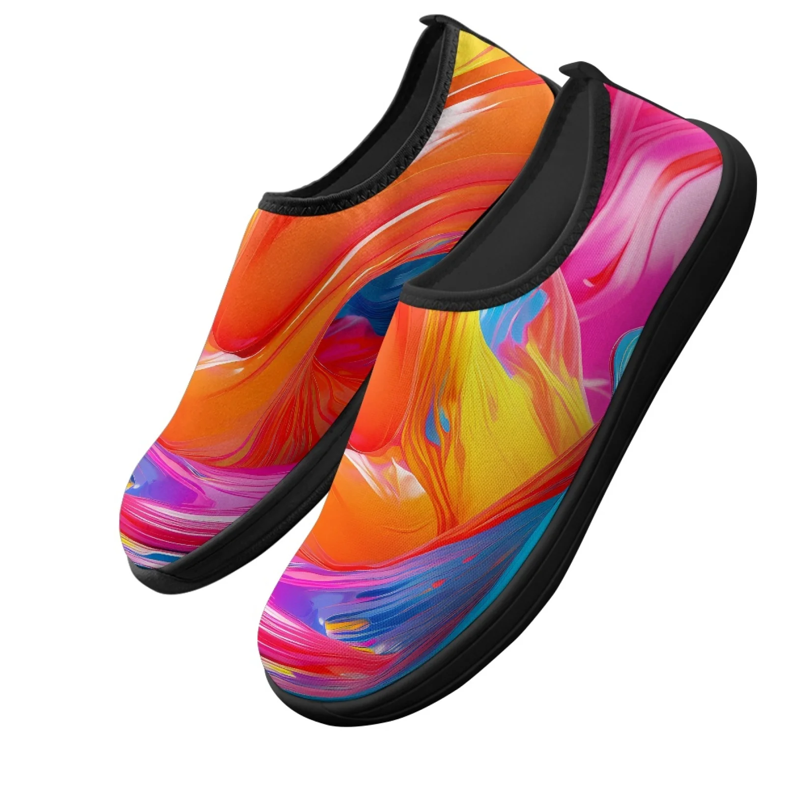PENSTROLL Abstract Fluid Art Breathable Barefoot Shoes Walking Shoes for Men for Middle Age Comfortable Zero Drop Sneakers