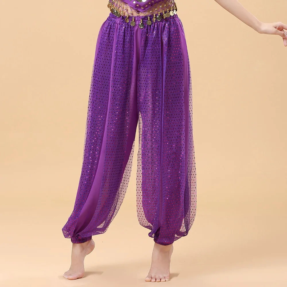 Calças de prática de desempenho de dança indiana dança folclórica novo adulto roupas de prática de dança do ventre calças destacadas