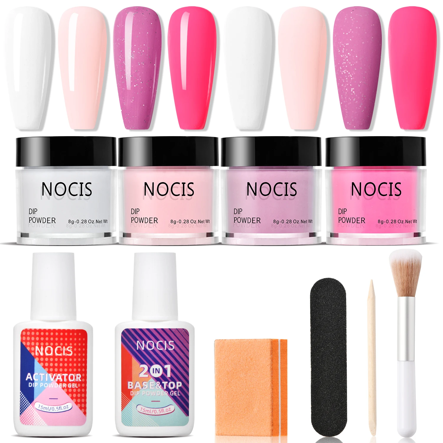 Dipping Nail Powder Set Dip Nail Set Dust Nail Art Natural Dry No Lamp nail supplies White Nude Nails Glitter Dipping System Kit