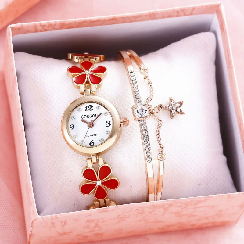 Summerinstyle-Reloj de pulsera con diseño de flores para mujer, pulsera con esfera pequeña, tendencia de moda