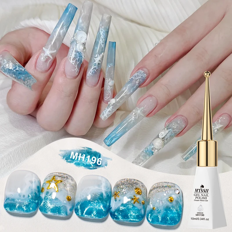 10ml Bubble Ocean Wave White Gel Nail Semi-Permanent Watercolor Liquid Gel Polish Stroke Gel Nail Gel Soak-Off LED Nail Art DIY