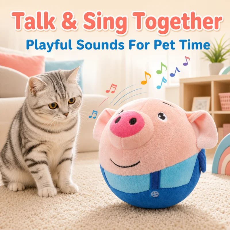 Plush pet cat toy, music vibrating ball that jumps, interactive dog toy, movable plush toy, suitable for cats and dogs