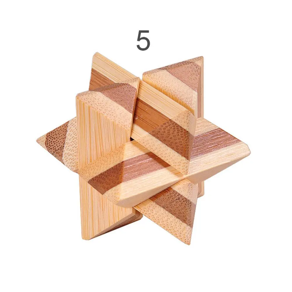 3D Bamboo Interlocking IQ Game Brain Teaser Classic Toys Puzzle Toy Kong Ming Lock