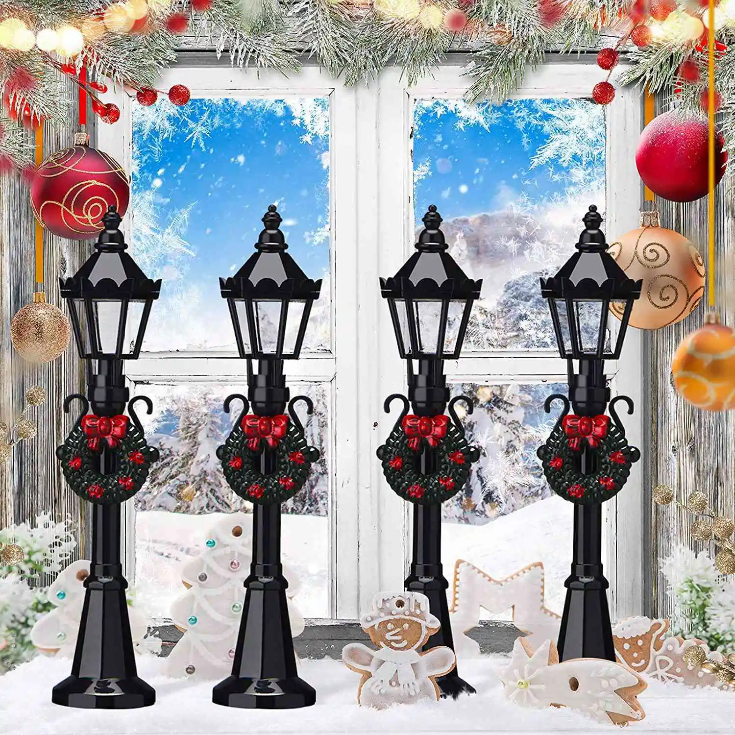 

ABMW-Christmas Mini Street Light Models Miniature Street Lights Decorative Streetlight Christmas Small Street Lamps