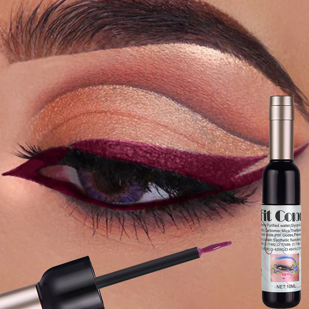 Red Wine Bottle Liquid Eyeliner Brush Pen Ultra-fine Waterproof Lasting Quick-Dry Matte Neon Blue Pink Liquid Eye Liner Makeup