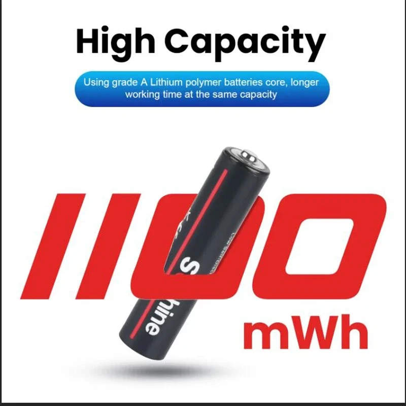Soshine Aaa 1.5V 1100mWh Lithium Batteries 1.5V AAA USB Li-ion Rechargeable Battery with 4-in-1 Cable for Flashlight Toys Camera