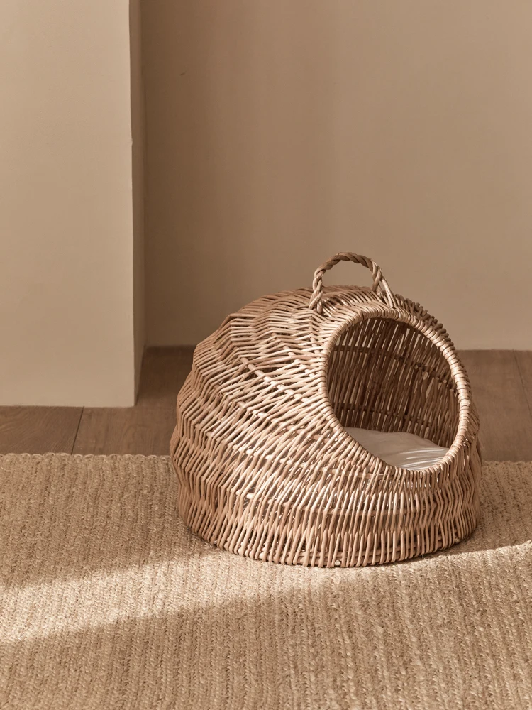 

Japanese cat nest, hand-woven summer warm four-season universal rattan basket removable and washable pet nest