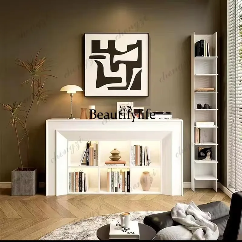 BBB American retro solid wood fireplace decorative cabinet, antique entrance in living room, simulated fire atmosphere side cabi