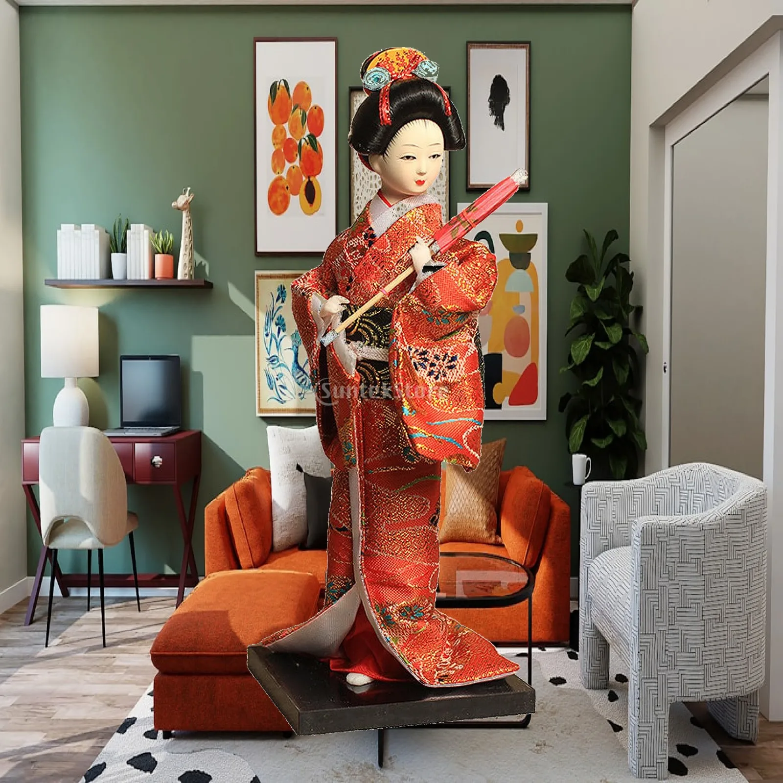 Japanese Geisha Doll Statue Traditional Kimono Figurine for Home Decor Collectible Art Asian Ornament Gift