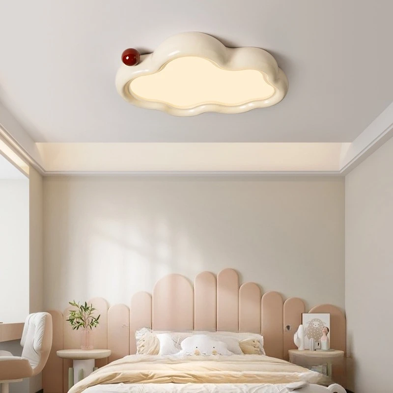 French Cream Resin Ceiling Lights Cloud Shape Children's Bedroom Study Ceiling Lamps Eye Protection Homestay Theme Hotel Decor