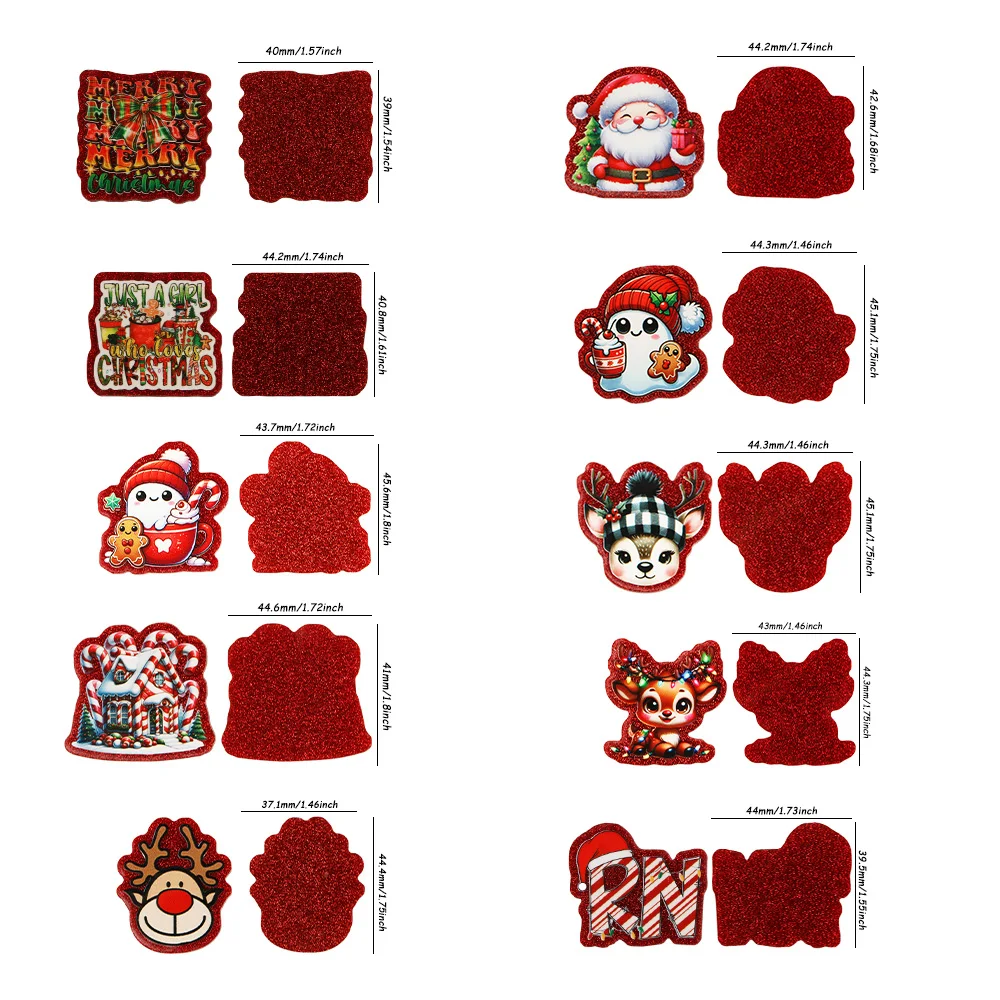 10PCS Red Resin Planars Mini Flatback Acrylic Christmas Santa Claus Gingerbread Man DIY Accessories For Jewelry Making