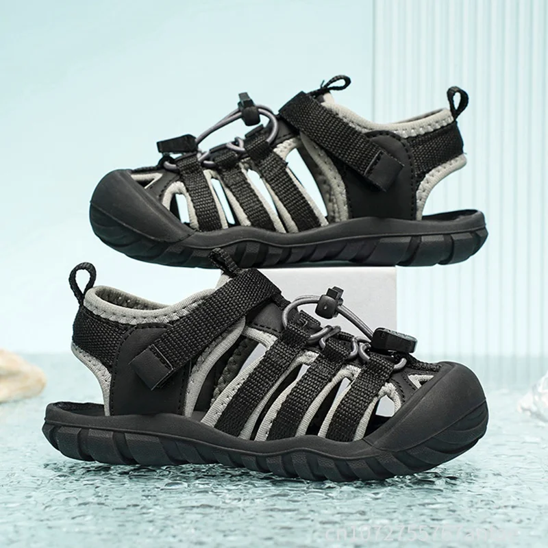 Sommer-Kindersandalen, atmungsaktive Outdoor-Sportsandalen, Anti-Kick-Sandalen, atmungsaktive, kühle Strandsandalen für Kinder, Größe 27–37