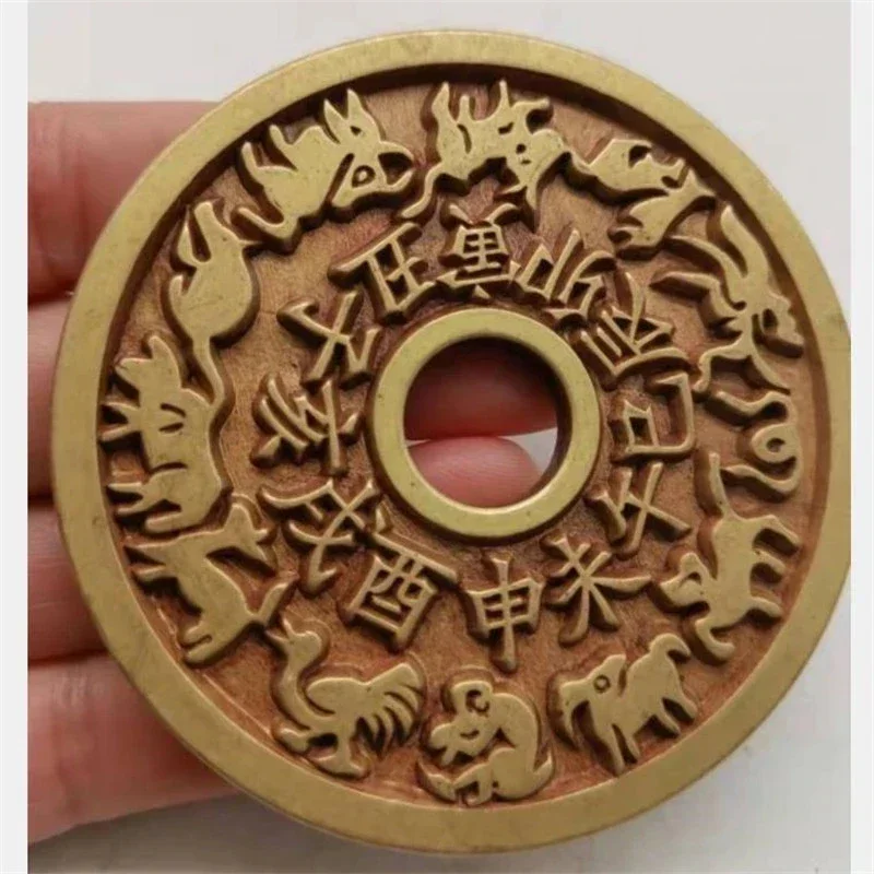 Solid Brass Archaize Statue Rat Ox Tiger Rabbit Dragon Snake Horse Sheep Monkey Rooster Dog Pig 12 Zodiac Bronze Coins