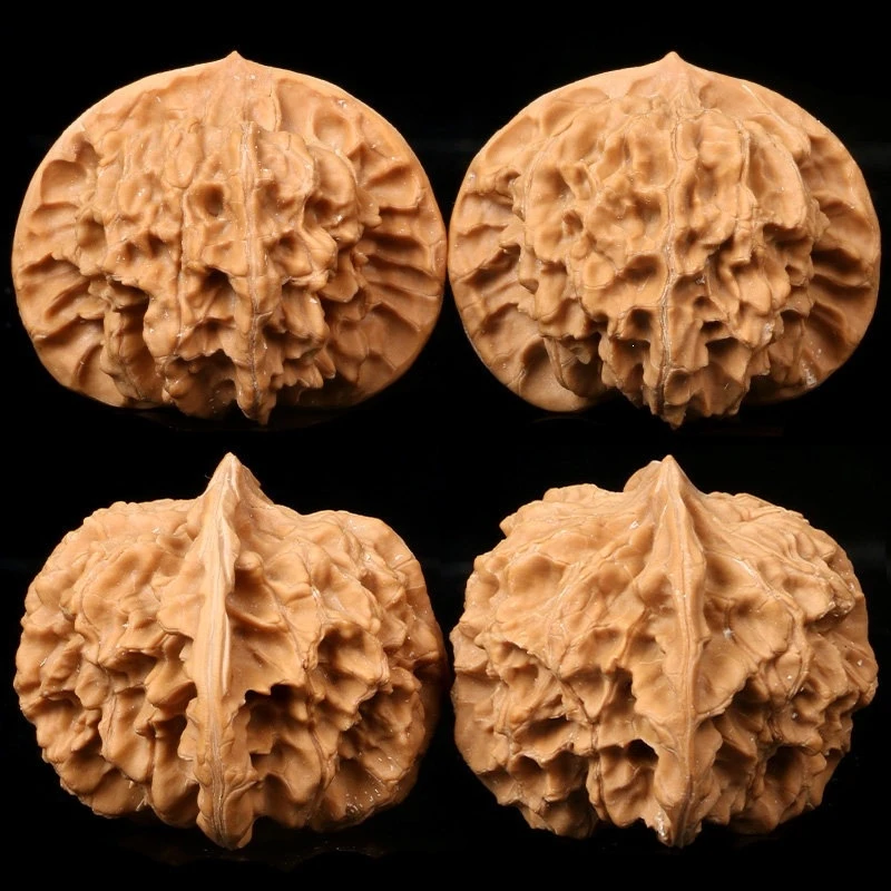 -Patterned Scepter, Walnut Wang Yong'S Four-Round White Lion And Qilin Pattern Handpiece