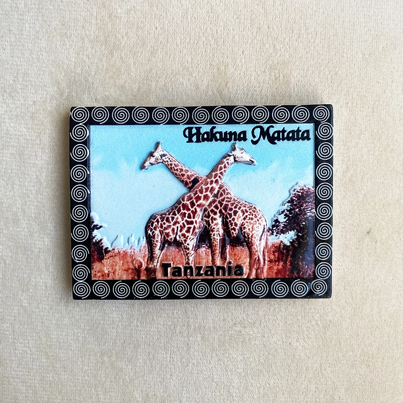 Tanzania Travel Souvenirs Home Decor Items Collection Arts and Crafts Gifts Giraffe 3D stereo refrigerator magnet