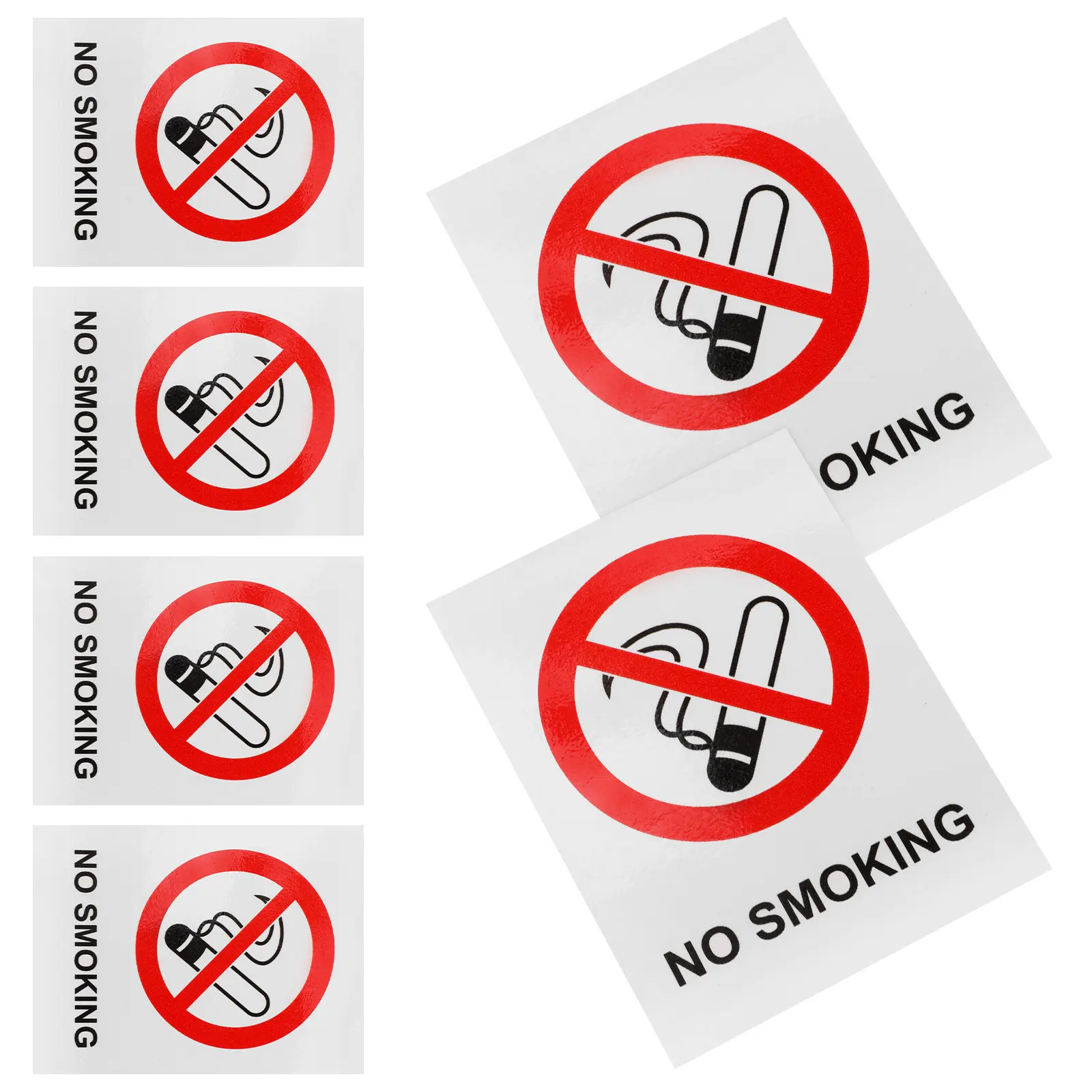 

6Pcs No Smoking Sticker Rectangular PVC Adhesive No Smoking Sign for Office Mall Hotel Shop Home Fire Safety Warning Decal