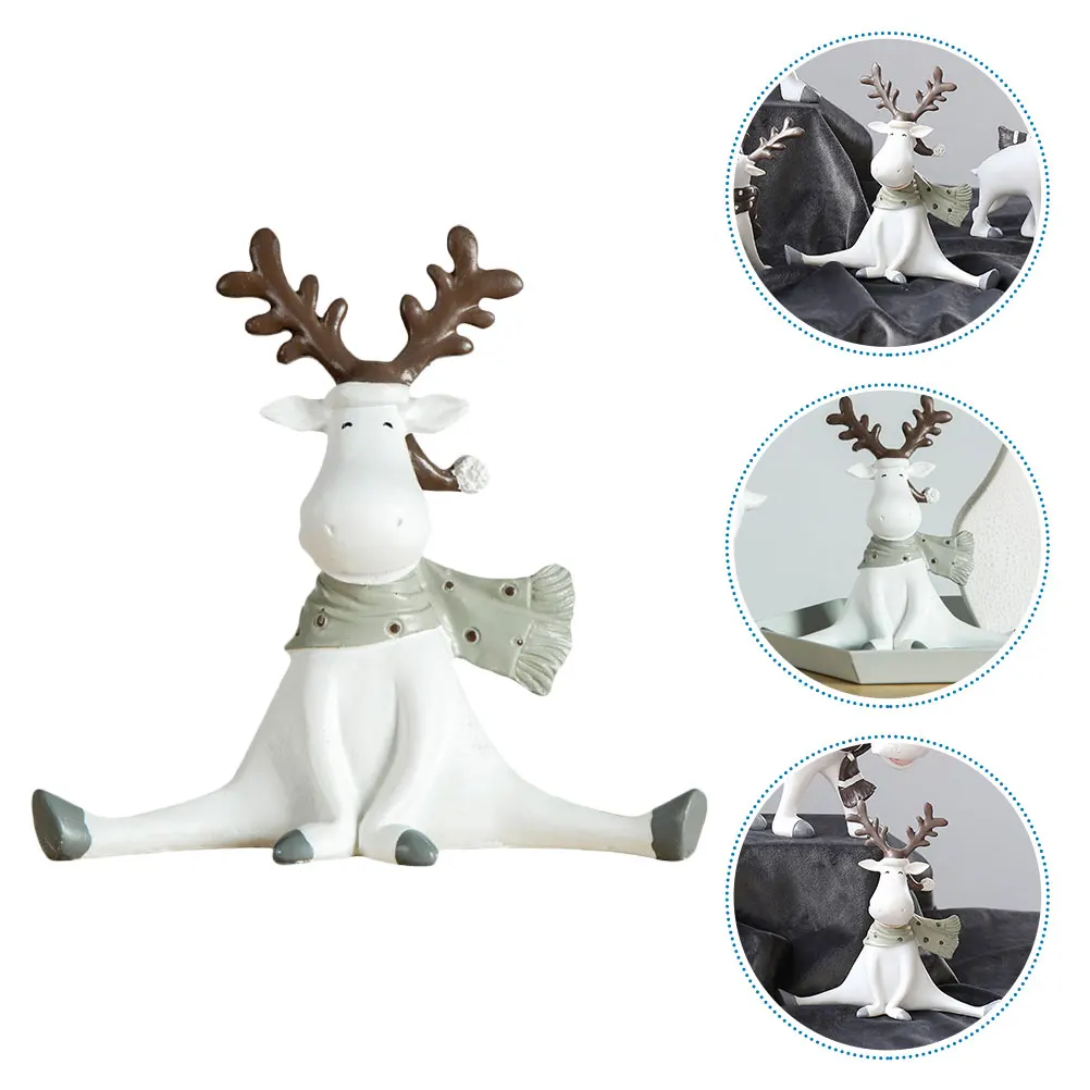 

1Pcs Christmas Deer Ornament Fine Workmanship Resin Craft for Desktop Decor Dormitory Restaurant Shop Decoration Lovely Animal