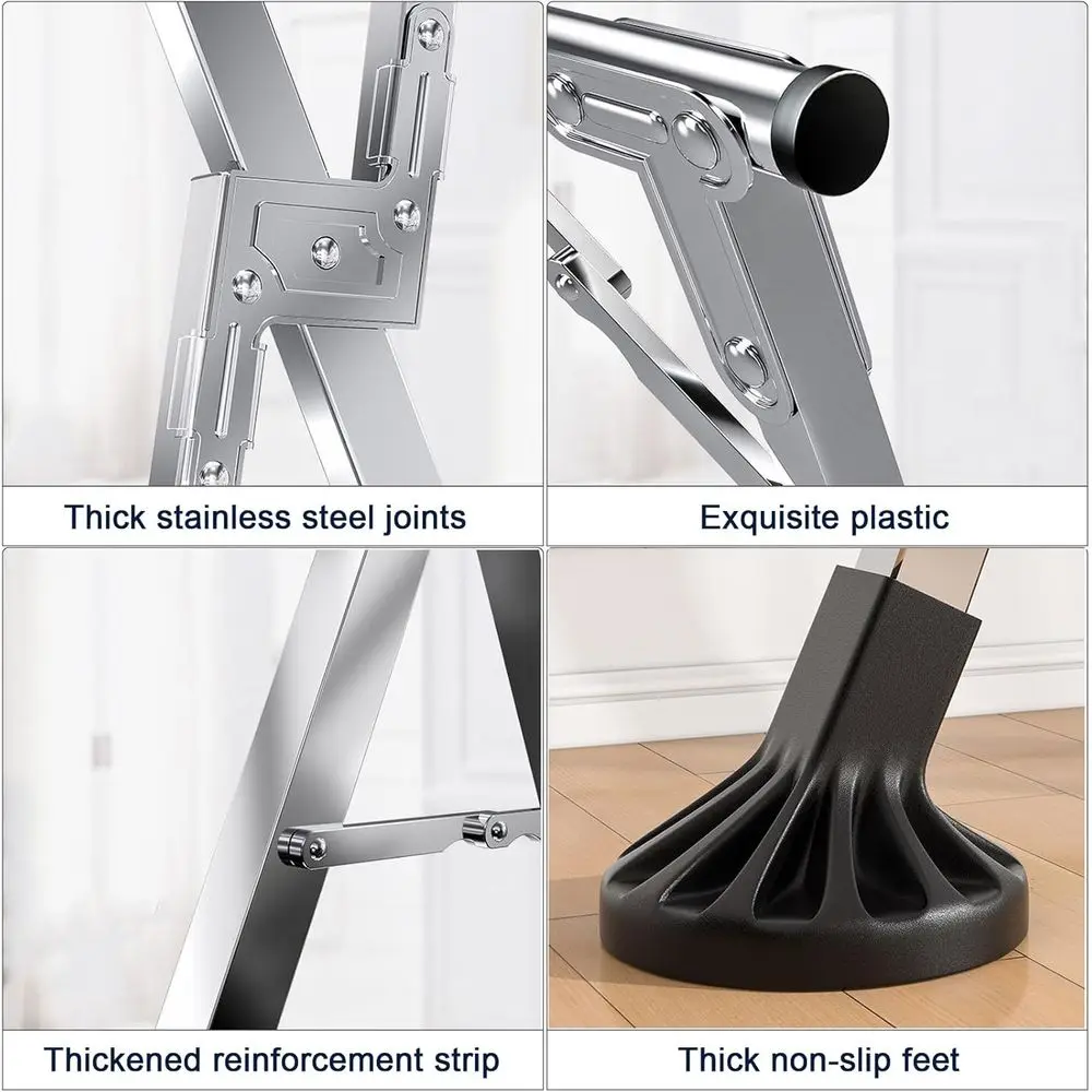 Space-Saving Indoor Stainless Steel Clothes Drying Rack, Foldable, 60kg Capacity, 200cm Length