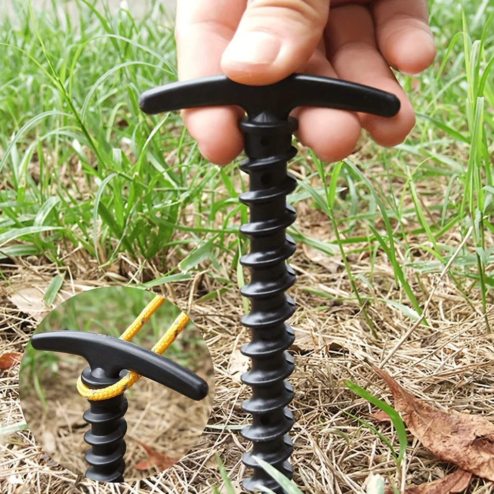 10 Uds estacas de tierra para exteriores: clavos de tornillo para tienda de campaña con toldo a prueba de viento para acampar